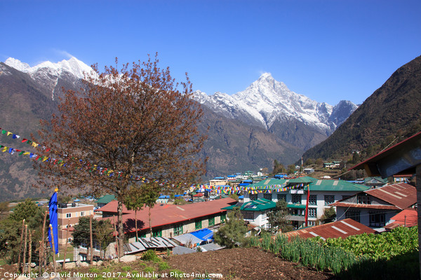 Lukla with Nupla in the background Picture Board by David Morton