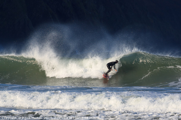 Surfer on Putsborough Beach Picture Board by David Morton