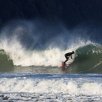 Buy canvas prints of Surfer on Putsborough Beach by David Morton