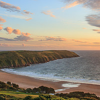Buy canvas prints of Putsborough and Baggy Point Panorama at Sunset by David Morton