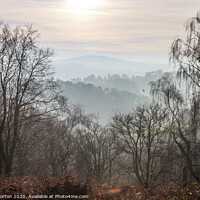 Buy canvas prints of View of Dartmoor across the Teign Valley from Castle Drogo in November by David Morton