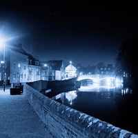 Buy canvas prints of Fye Bridge At Night, Norwich, England by Vincent J. Newman