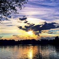 Buy canvas prints of   Sunset Over U.E.A Lake by Vincent J. Newman