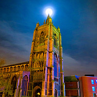 Buy canvas prints of Full Moon Above Church of St Peter Mancroft by Vincent J. Newman