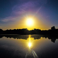 Buy canvas prints of  Sunset Over U.E.A Lake, Norwich, England by Vincent J. Newman
