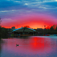 Buy canvas prints of Sunset at Whitlingham Lake, Norwich, U.K by Vincent J. Newman