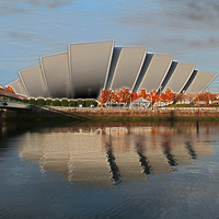 Buy canvas prints of The Armadillo - Glasgow by Jane Braat