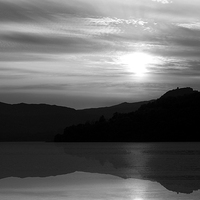 Buy canvas prints of  Argyll Sunset in Black and White by Jane Braat