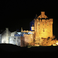 Buy canvas prints of  Eilean Donan Castle at night by Jane Braat