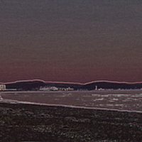 Buy canvas prints of Teknik neon future Swansea bay by Gwion Healy