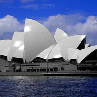 Buy canvas prints of Sydney Opera House black and white icon by Gwion Healy