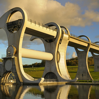 Buy canvas prints of The Falkirk Wheel at Sunset by Bridget McGill
