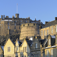 Buy canvas prints of Edinburgh Castle and Grassmarket by Bridget McGill