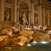 Buy canvas prints of Trevi fountain by night by James Condliffe