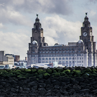 Buy canvas prints of Liverpool Liver buildings by Mark  Clair