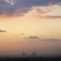 Buy canvas prints of Distant Pyramids by Jacqueline Burrell