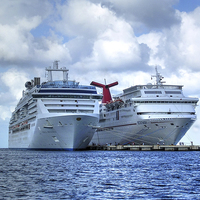 Buy canvas prints of Cruise Liners at Cozumel by Paul Williams