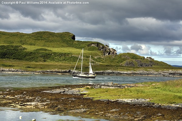 Yacht in Cuan Sound Picture Board by Paul Williams