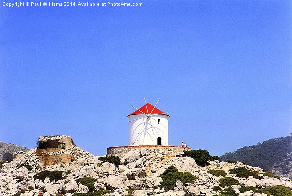 Windmill on Symi Picture Board by Paul Williams