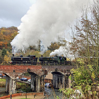 Buy canvas prints of  Steam Locomotion on Coalport Viaduct by Paul Williams