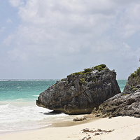 Buy canvas prints of Rocky Beach at Tulum  by Paul Williams