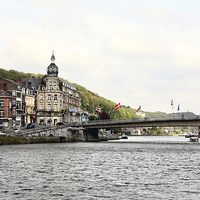 Buy canvas prints of  The Charles DeGaulle Bridge at Dinant by Paul Williams