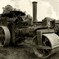 Buy canvas prints of  Aveling Steam Road Roller (sepia) by Paul Williams