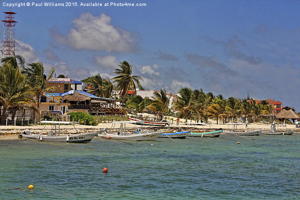 Puerto Morelos Beach with Boats Picture Board by Paul Williams
