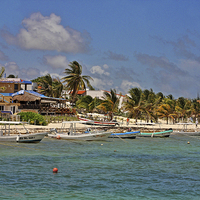 Buy canvas prints of Puerto Morelos Beach with Boats by Paul Williams