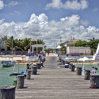 Buy canvas prints of Puerto Morelos from the Jetty by Paul Williams