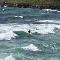 Buy canvas prints of  Surfers at Polzeath by Paul Williams