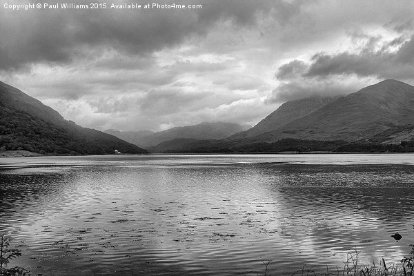 Loch Creran with Mountains (monochrome) Picture Board by Paul Williams
