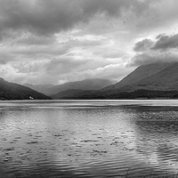 Buy canvas prints of Loch Creran with Mountains (monochrome) by Paul Williams