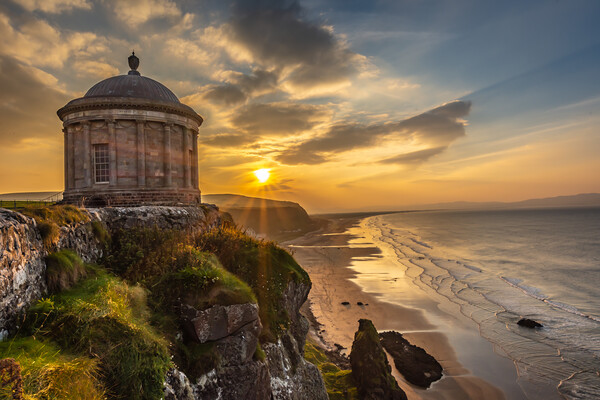 Mussenden Temple Sunset Northern Ireland Downhill  Picture Board by Chris Curry