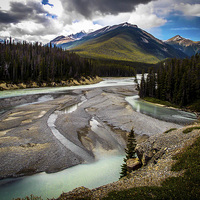 Buy canvas prints of Rocky Mountains Bow River Alberta Canada by Chris Curry