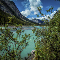 Buy canvas prints of  Bow River flowing Rocky Mountains Canada by Chris Curry