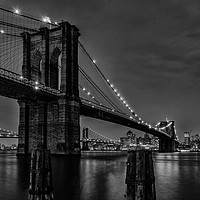 Buy canvas prints of Brooklyn Bridge New York Black and White NYC by Chris Curry