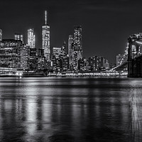 Buy canvas prints of New York Skyline & Brooklyn Bridge Black & White by Chris Curry
