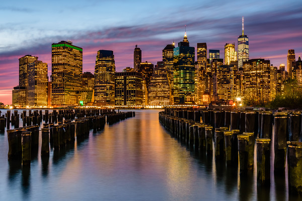 New York Cityscape At Twilight Picture Board by Chris Curry