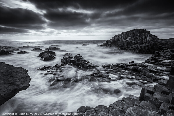Giants Causeway Black and White County Antrim Nort Picture Board by Chris Curry
