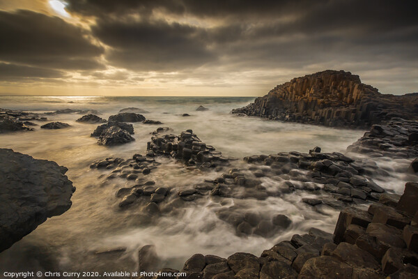 Giants Causeway Sunset County Antrim Northern Ireland Picture Board by Chris Curry