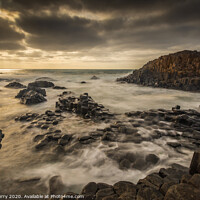 Buy canvas prints of Giants Causeway Sunset County Antrim Northern Ireland by Chris Curry