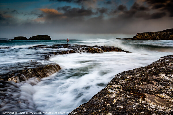 Ballintoy Storm County Antrim Northern Ireland Picture Board by Chris Curry