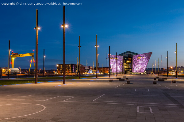 Titanic Belfast Cityscape Harland and Wolff Cranes Picture Board by Chris Curry