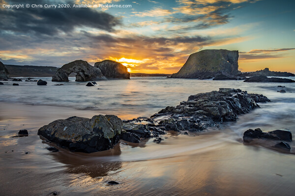 Elephant Rock Ballintoy Sunset County Antrim Coast Picture Board by Chris Curry