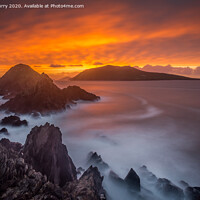 Buy canvas prints of Dunmore Head Fiery Sunset Dingle Peninsula County  by Chris Curry