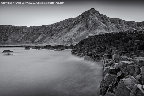 The Giants Causeway Black and White Northern Ireland Landscapes Picture Board by Chris Curry