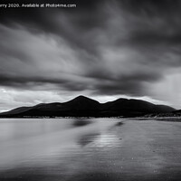 Buy canvas prints of Murlough Beach Mourne Mountains Black and White County Down Northern Ireland by Chris Curry