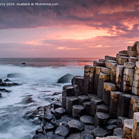 Buy canvas prints of Firey Sunset Giants Causeway County Antrim Northern Ireland by Chris Curry