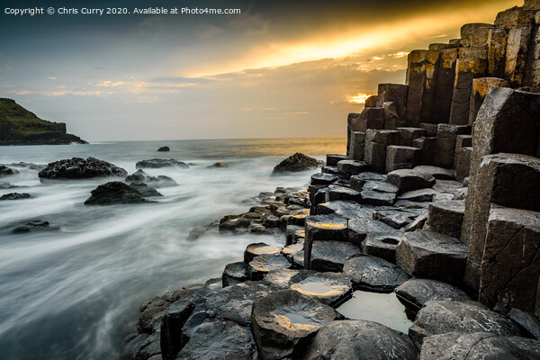 Giants Causeway Sunset Antrim Coast Northern Ireland Picture Board by Chris Curry
